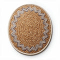 Woven jute rug with natural color and grey accent 40 x 40 x 2cm