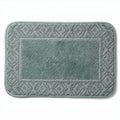 Textured bath mat in green cotton for bathroom use 50 x 80 x 2cm