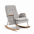 Rocking chair with upholstered fabric seat and wooden armrests 80 x 70 x 100cm