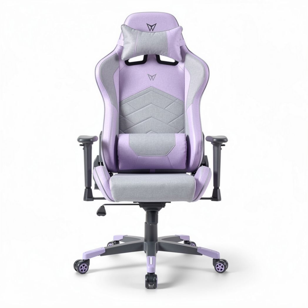 Gaming chair with ergonomic design and adjustable features in purple and grey 40 x 60 x 120cm