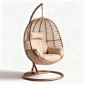 Hanging rattan chair with cushion for indoor and outdoor use 80 x 90 x 120cm