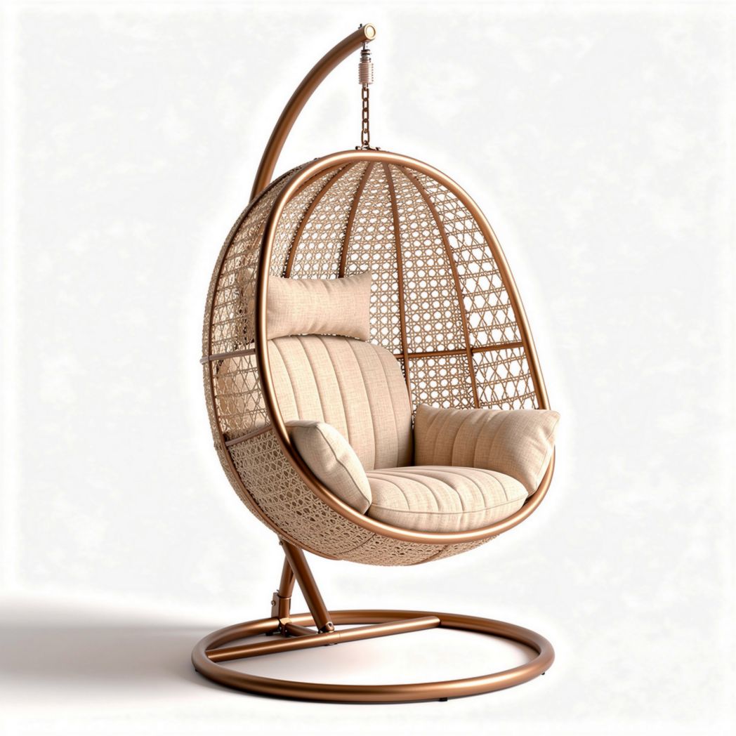 Hanging rattan chair with cushion for indoor and outdoor use 80 x 90 x 120cm