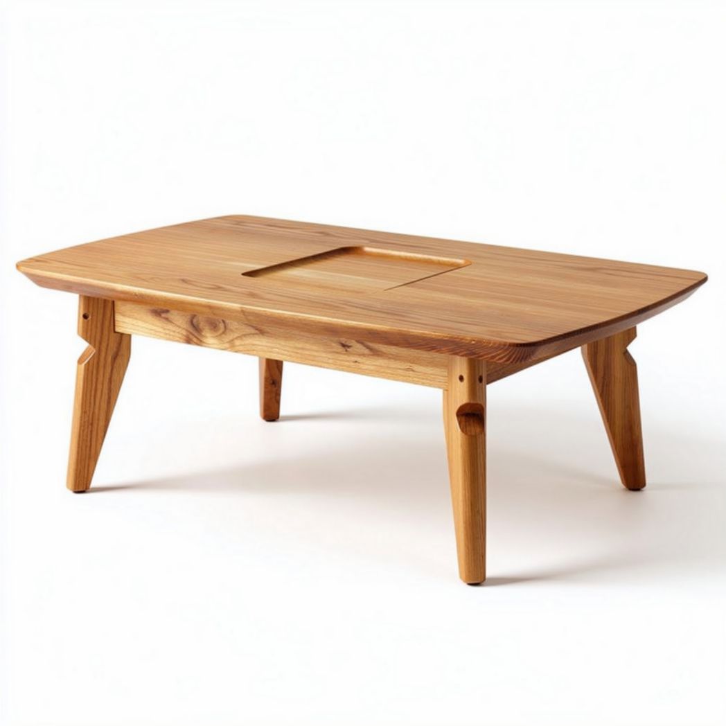 Wooden coffee table with storage compartment 100 x 60 x 35cm natural finish